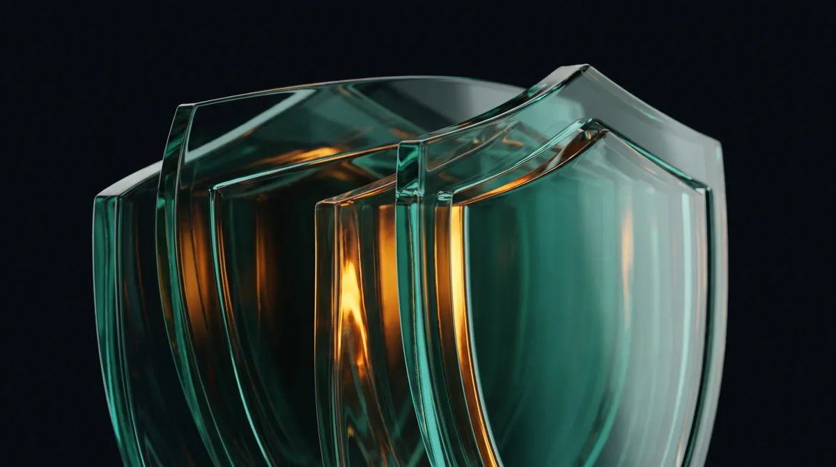 Abstract glass artwork for the safeguarding course.
