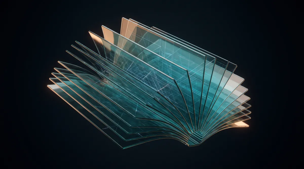 Abstract glass artwork for the care planning and record-keeping course.