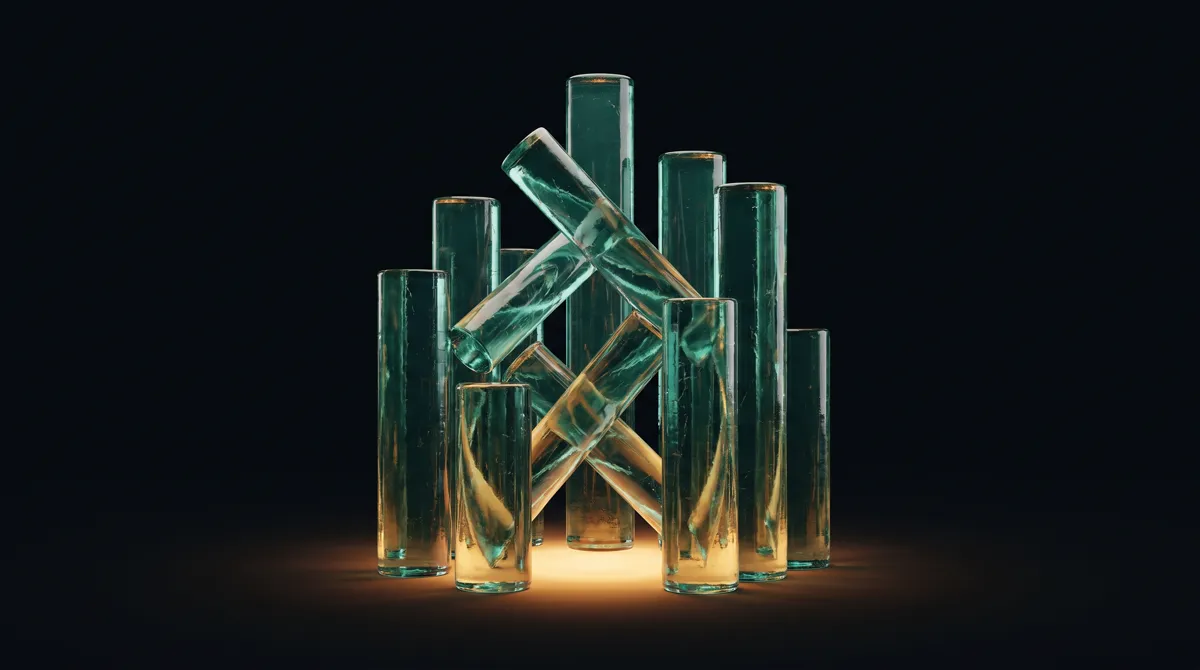 Abstract glass artwork for the professional resilience and team practice course.